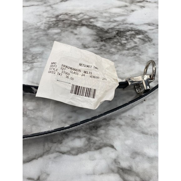 Steve Madden NWOT Reversible Belt Single Prong Animal Print Solid Silver Med New - Picture 8 of 9